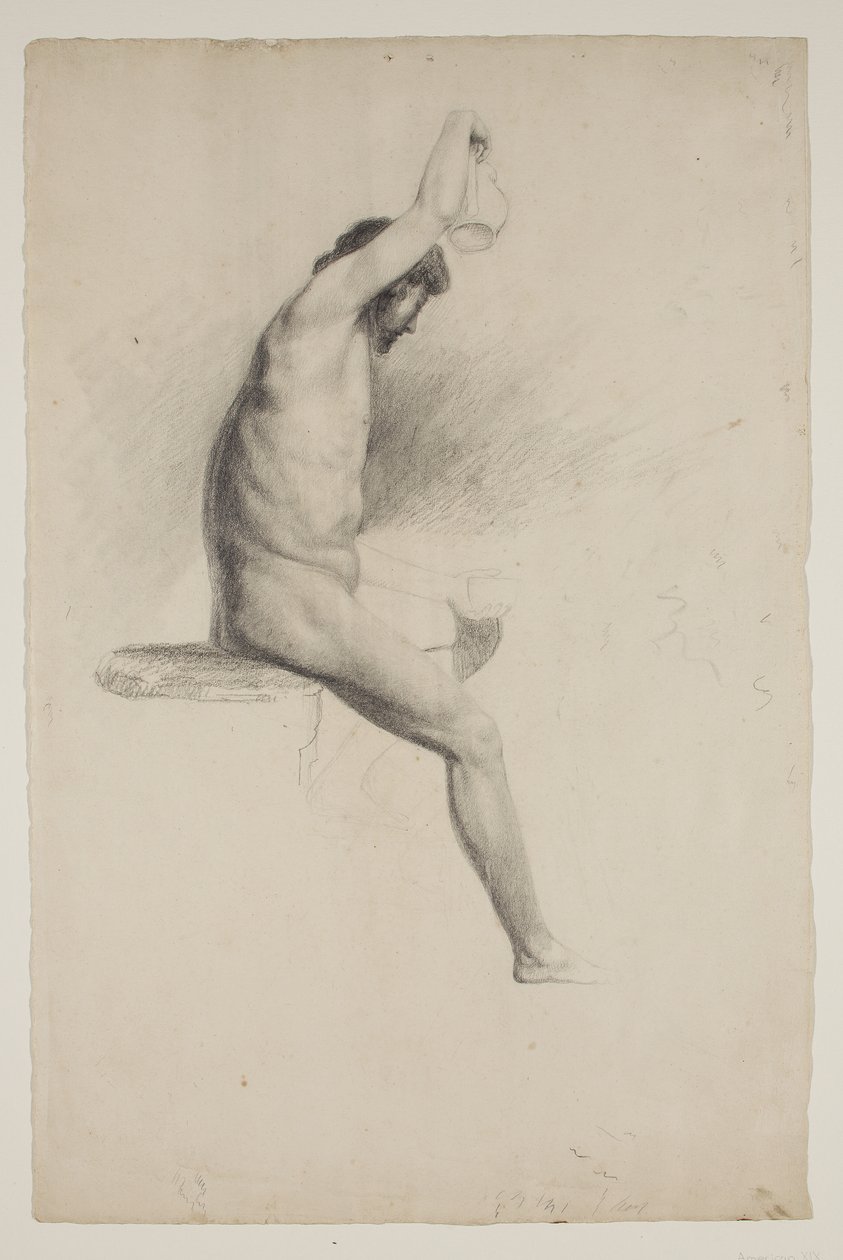 Naken sittende mannsfigur, ca. 1832 av Thomas Cole