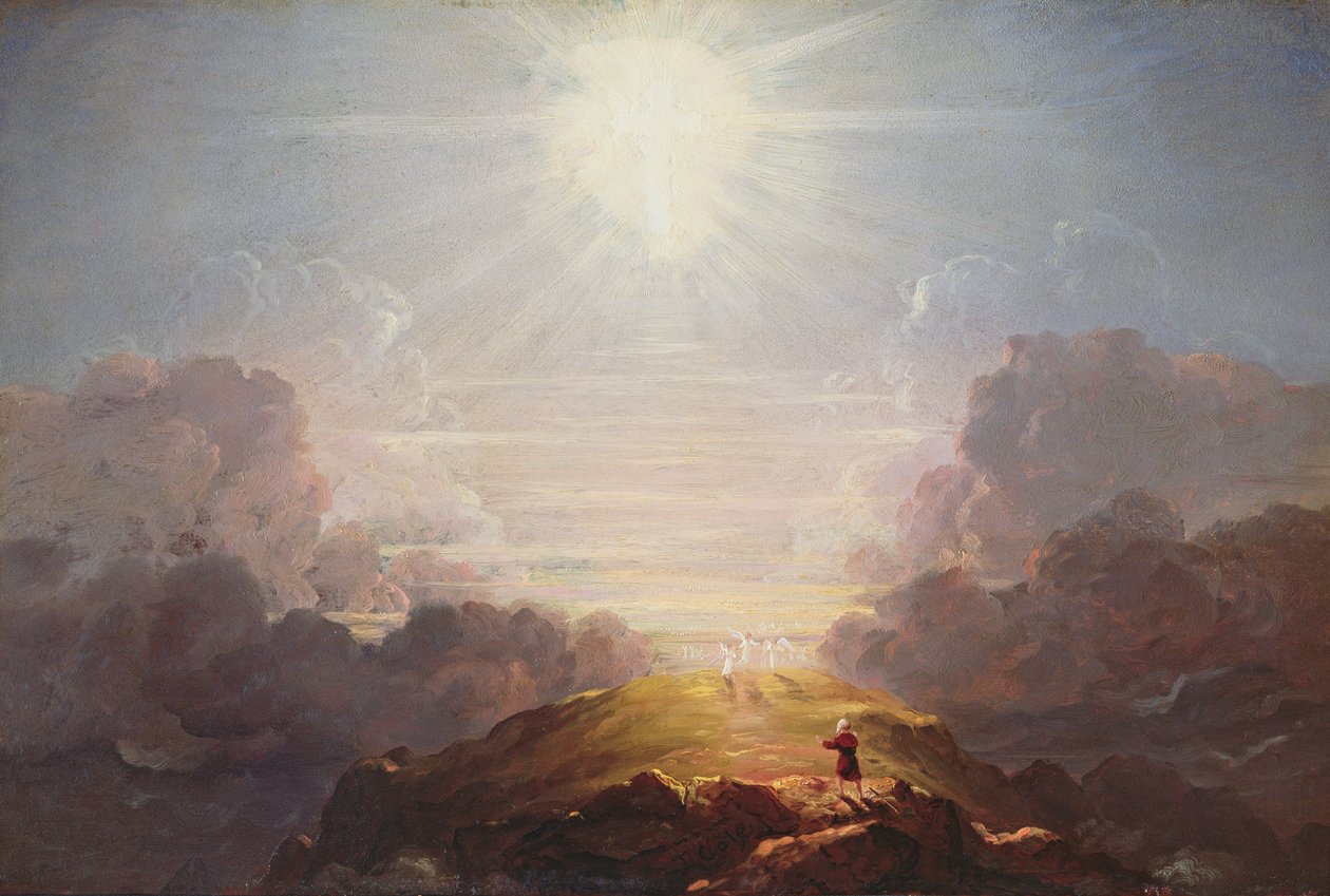 Studie for korset og verden, ca. 1846 av Thomas Cole