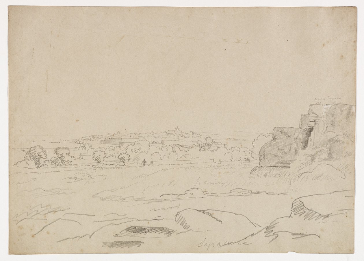Syracuse og Timoleons grav, Sicilia, 1842 av Thomas Cole