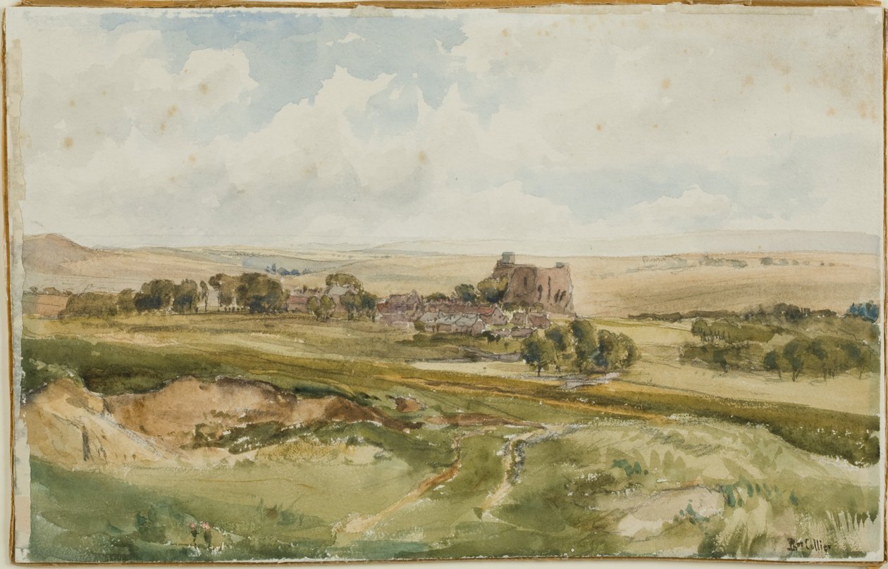 Bowes Castle, Yorkshire (blyant og akvarell om bord) av Thomas Collier