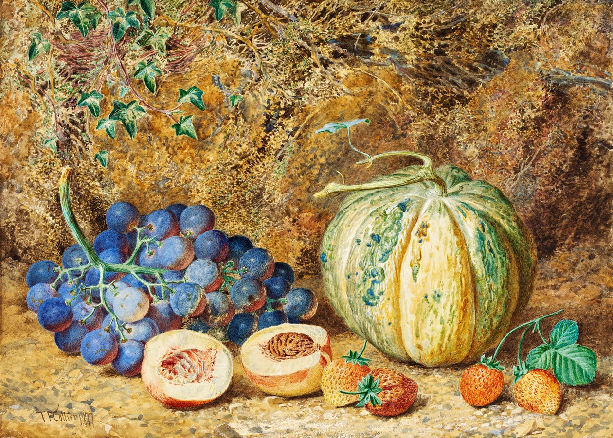 Druer og jordbær, 1877 av Thomas Collier
