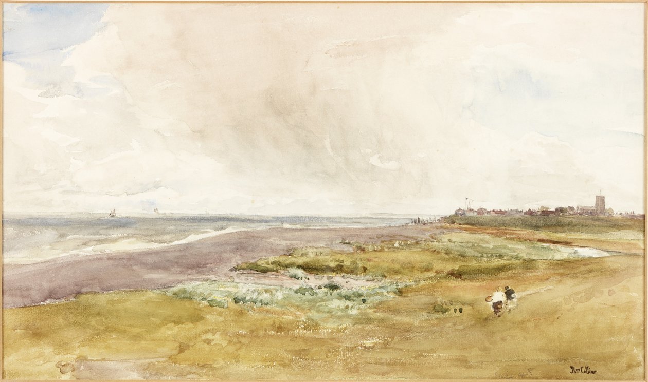 Southwold from the Beach (akvarell og skrape ut om bord) av Thomas Collier