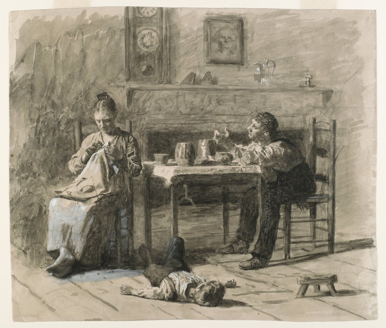 Thars Such A Thing As Calls in This World, illustrasjon for Mr. Neelus Peelers Conditions, 1879 (svart blekk med ugjennomsiktige hvite fremhevinger på krem, middels vekt, glatt vevd papir) av Thomas Eakins