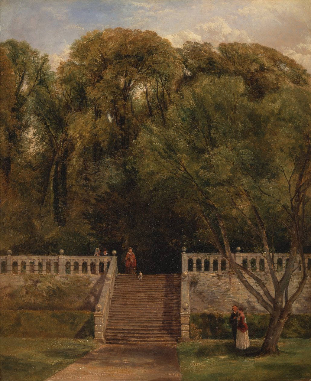 På terrassen i Haddon Hall, Derbyshire av Thomas Creswick