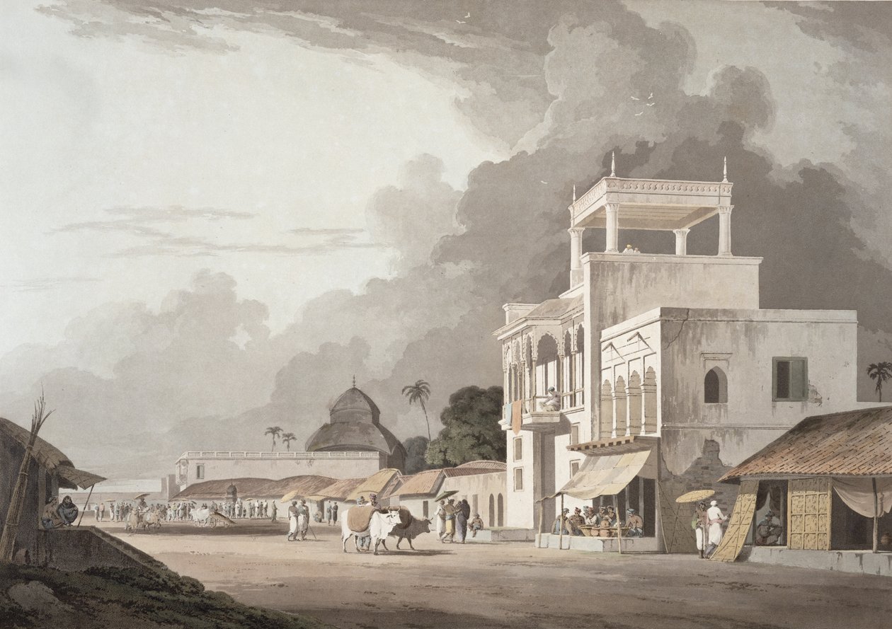 Utsikt på Chitpore Road, Calcutta, plate II fra 