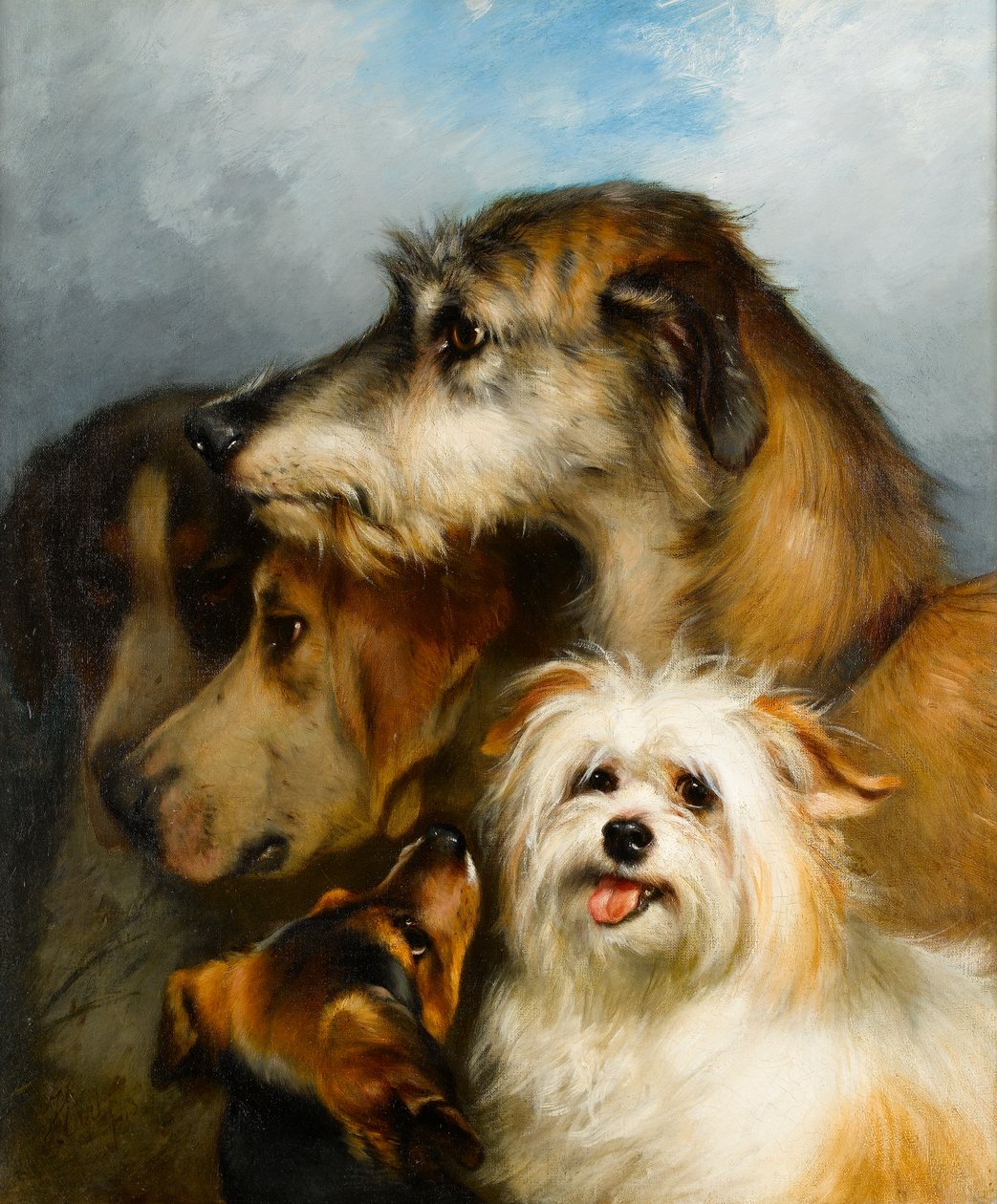 En ulvehund og sportslige følgesvenner, 1863 av Thomas Earl