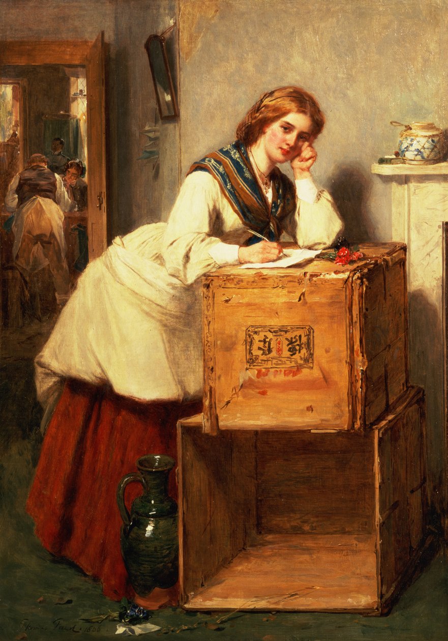 Dame som skriver et brev av Thomas Faed