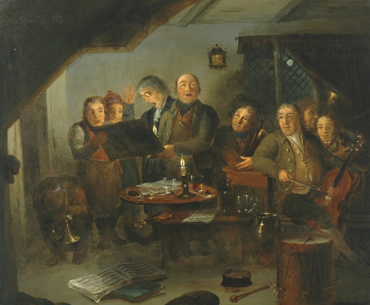 Halifax Church Choir øver på Ring O Bells Inn, 1796 av Thomas Farrar