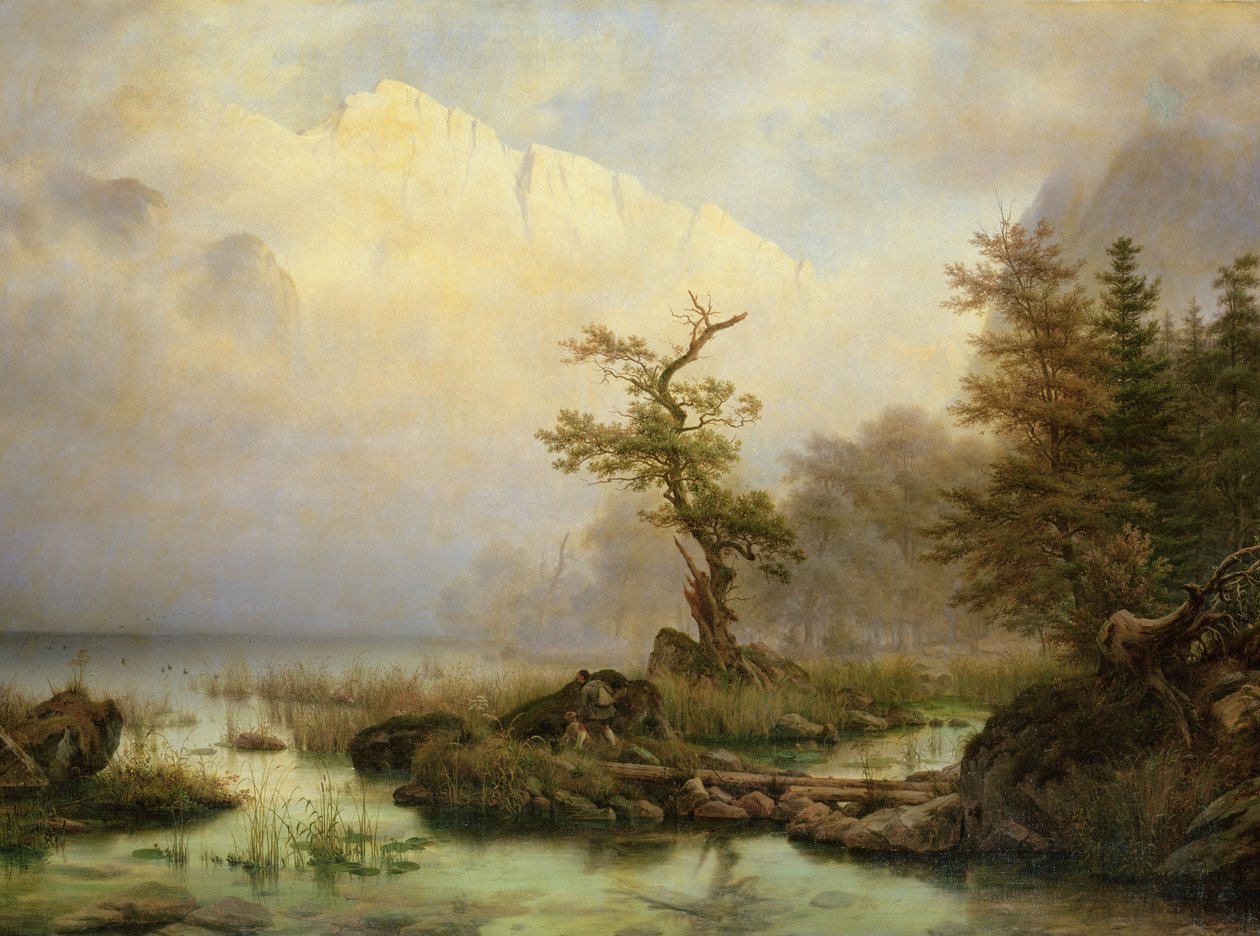 En høstmorgen ved Konigssee, 1835 av Thomas Fearnley