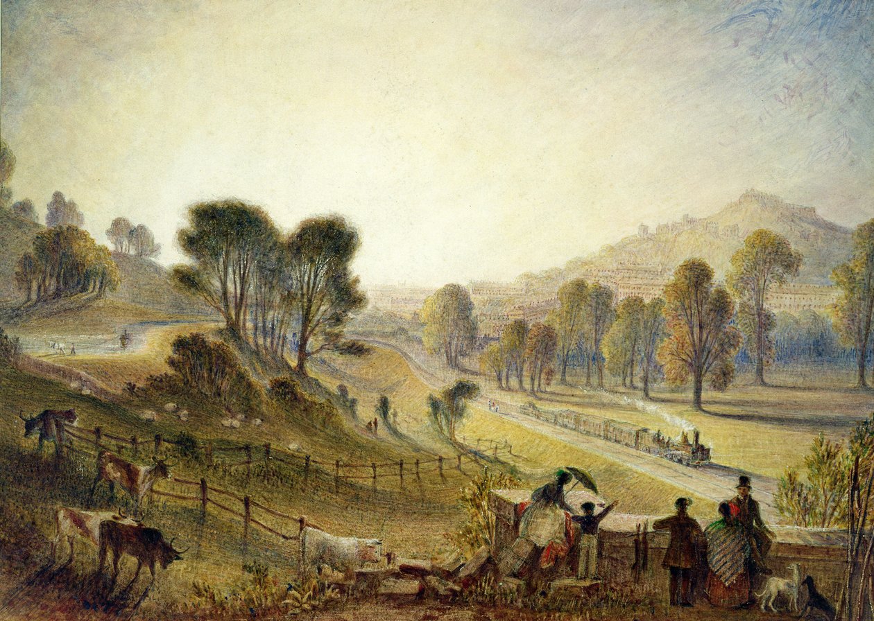 Bath fra Bathampton, 1840-45 av Thomas Francis Dicksee