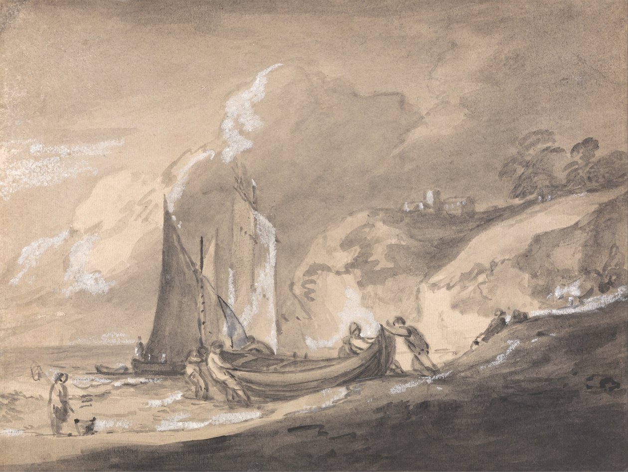 Kystscene med figurer og båter av Thomas Gainsborough