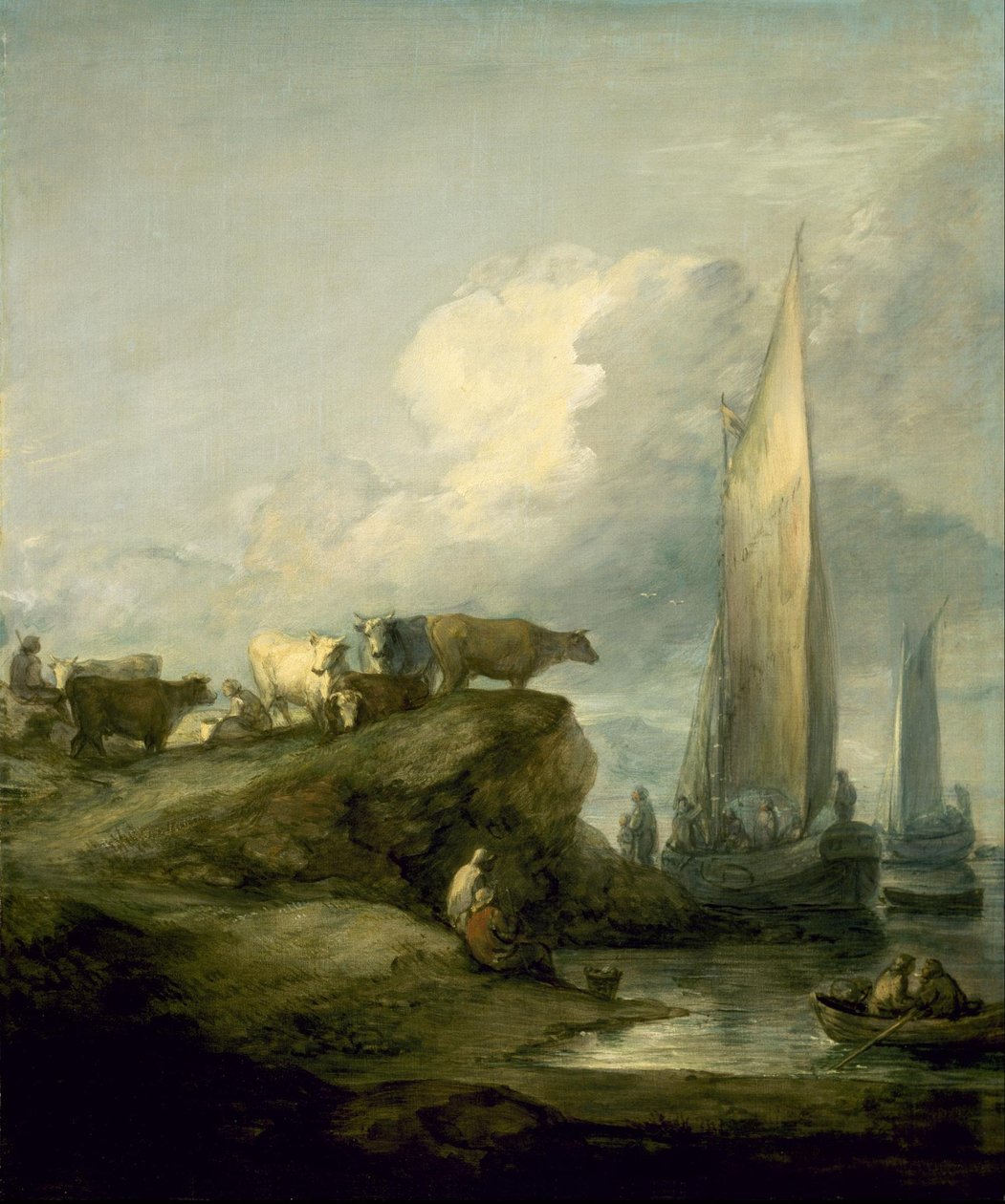 Kystscene med frakt og storfe av Thomas Gainsborough