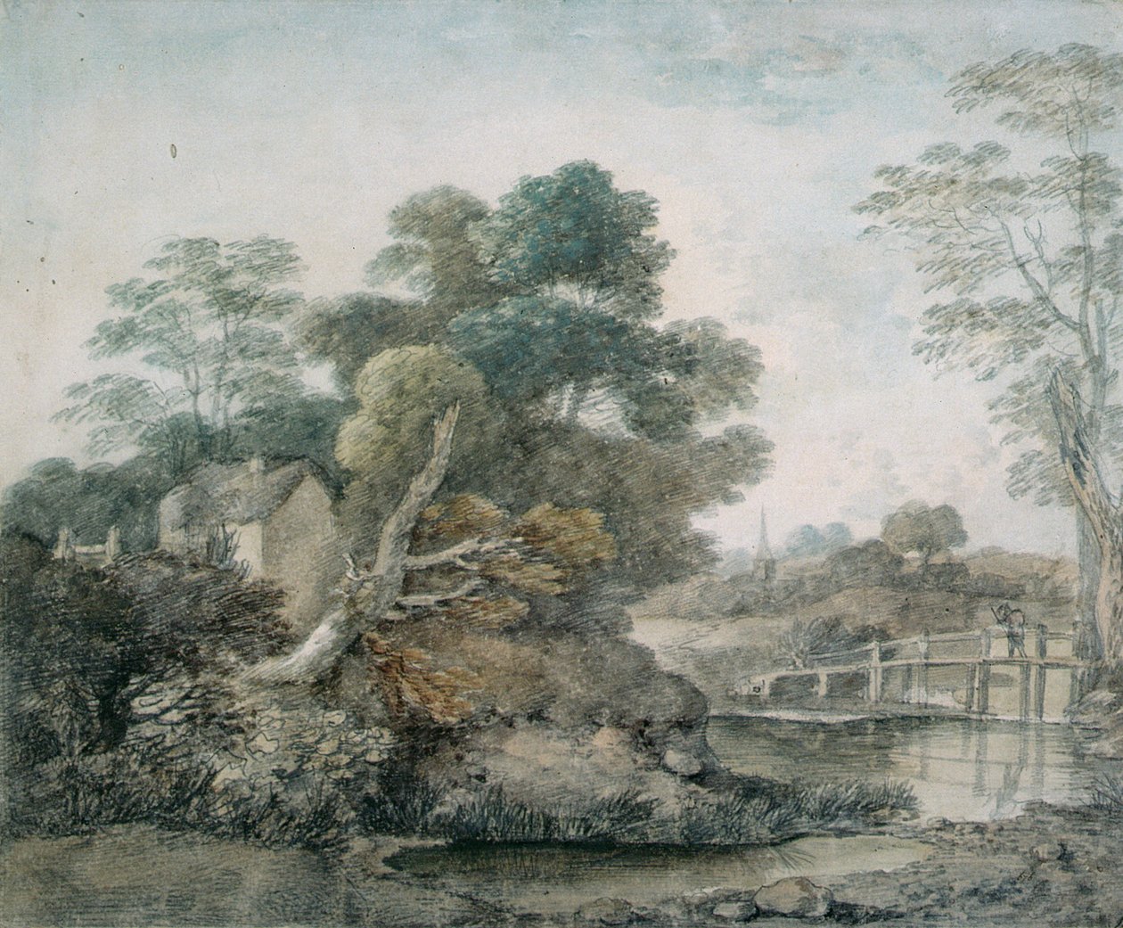Landskap med hytte og bekk av Thomas Gainsborough