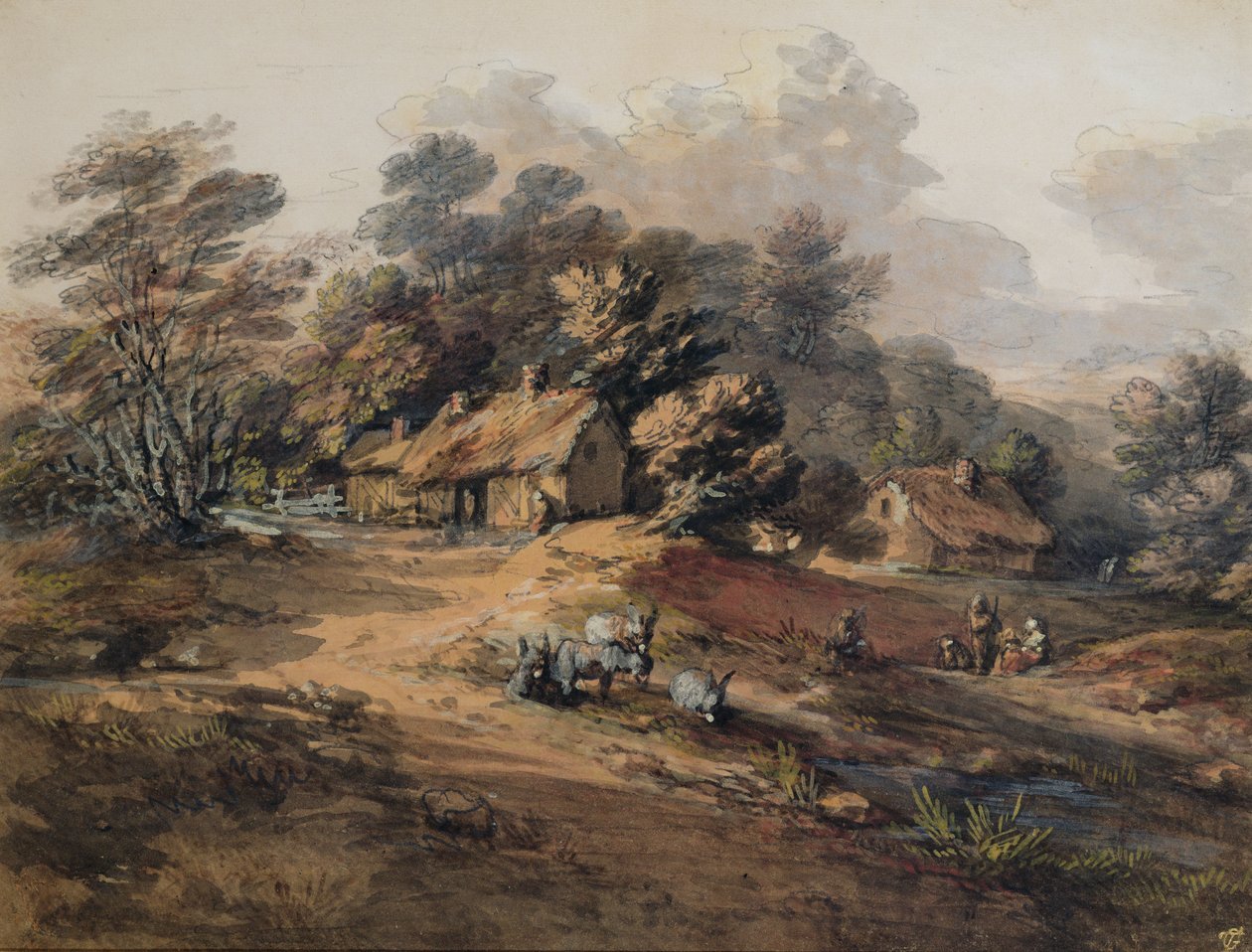 Bønder og esler i nærheten av hytter ved kanten av en skog av Thomas Gainsborough
