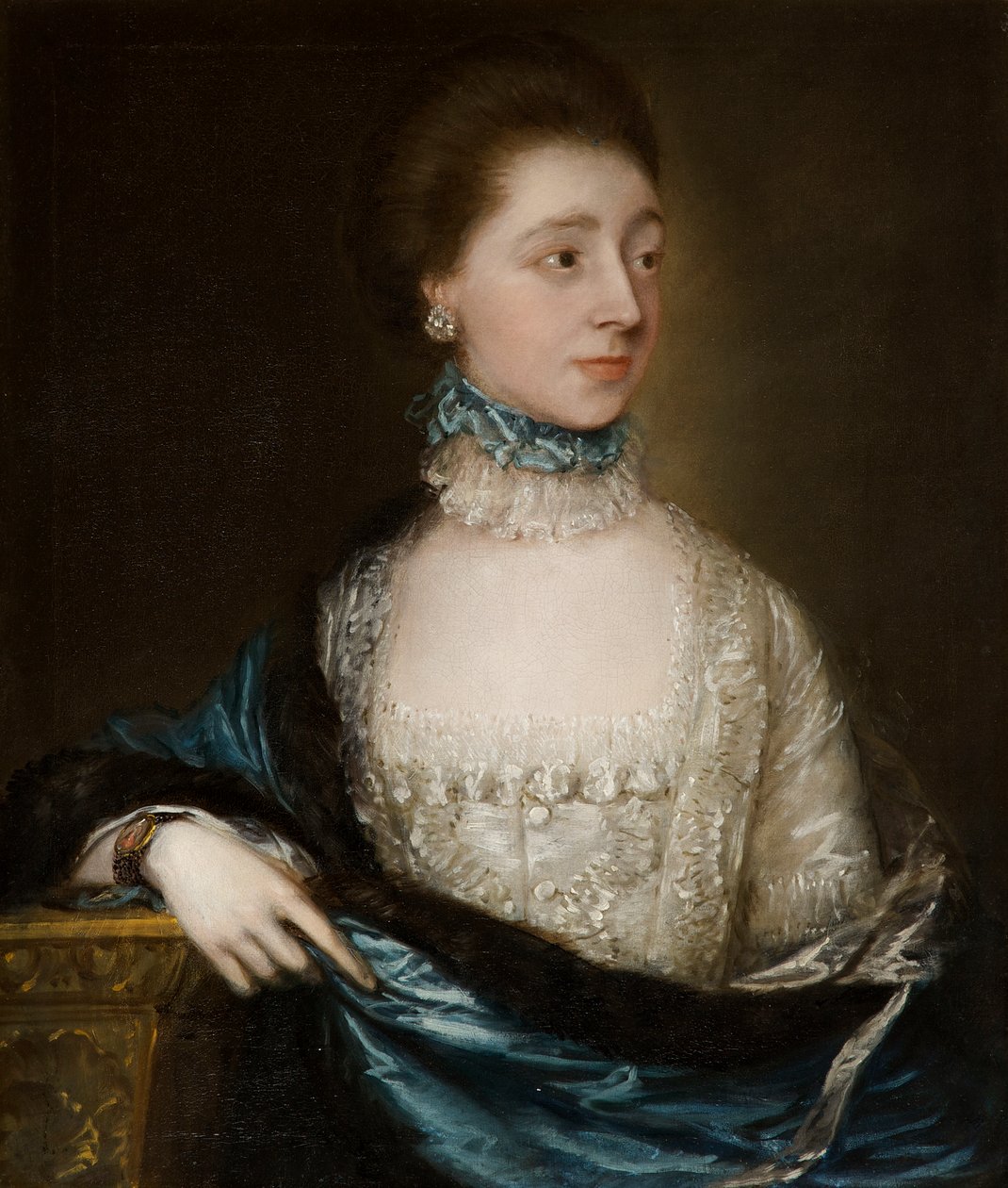 Ukjent dame med blå kappe, ca. 1765 av Thomas Gainsborough