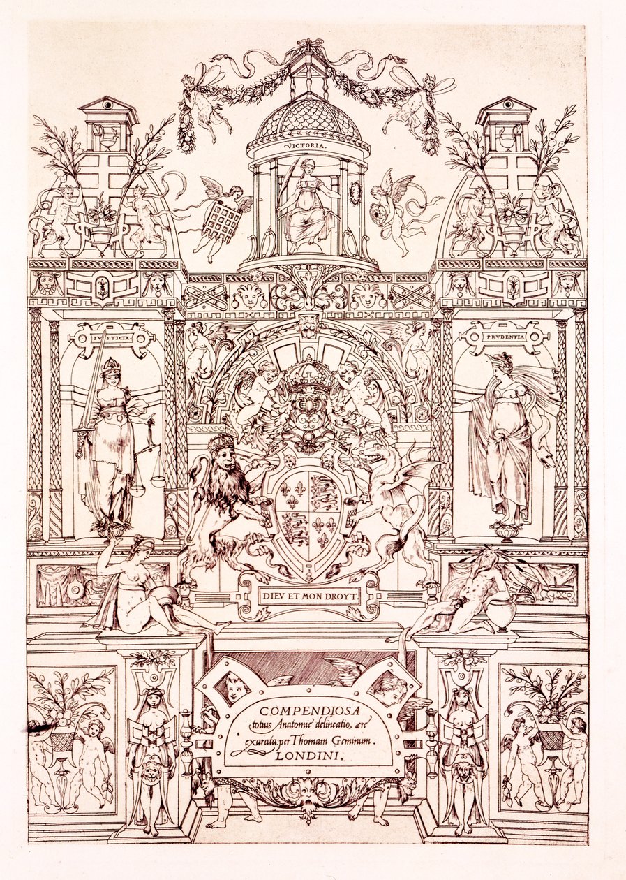 Frontispice til Compendium of Anatomy, 1545 av Thomas Geminus