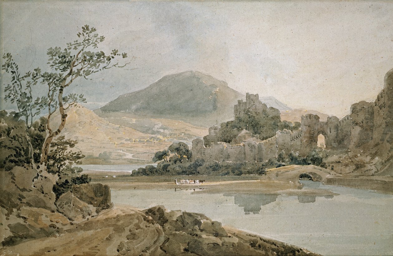 Conway Castle, Nord-Wales (wc på papir) av Thomas Girtin