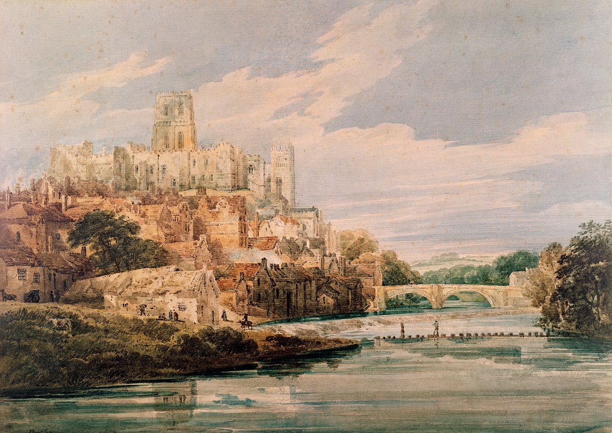 Durham Castle og katedral av Thomas Girtin
