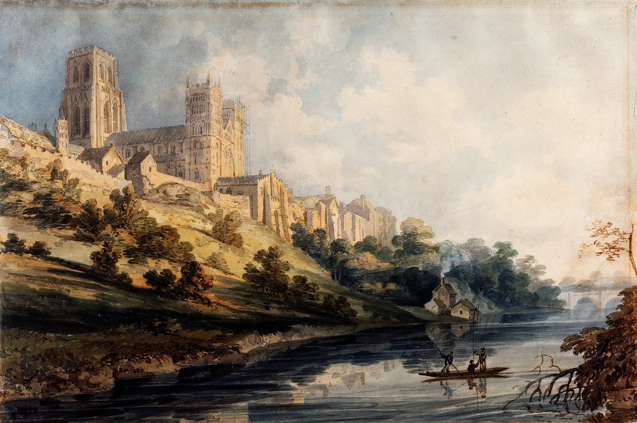 Durham Cathedral, 1795 (wc med innslag av gummi arabicum på vevd papir) av Thomas Girtin