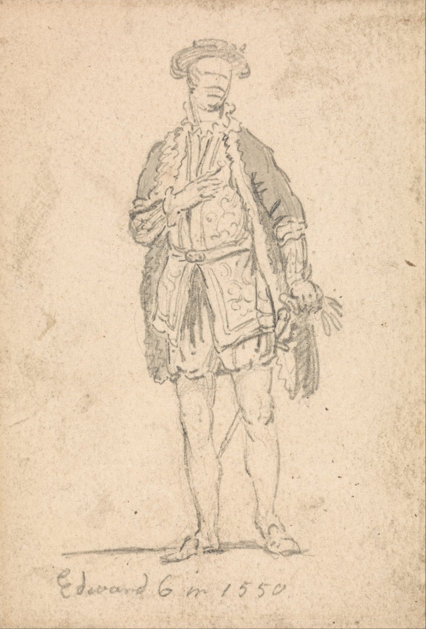 Figur kostymestudie av Edward VI i 1550 av Thomas Girtin