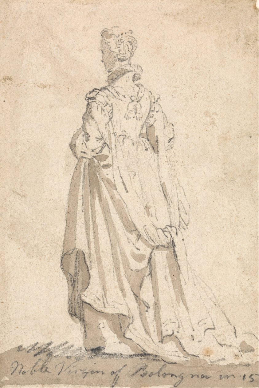 Figur kostymestudie- Noble Virgin of Bologna av Thomas Girtin