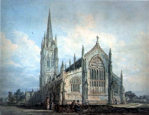 Louth Church, Lincs (akvarell på papir) av Thomas Girtin