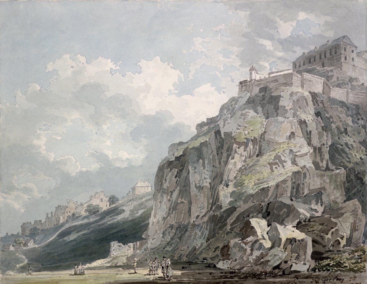 No.1187 The Castle Rock, Edinburgh, ca. 1793 av Thomas Girtin