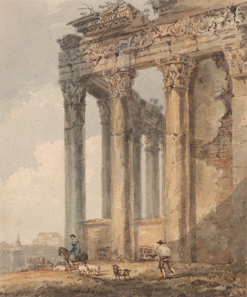 Antonio og Faustinas tempel av Thomas Girtin