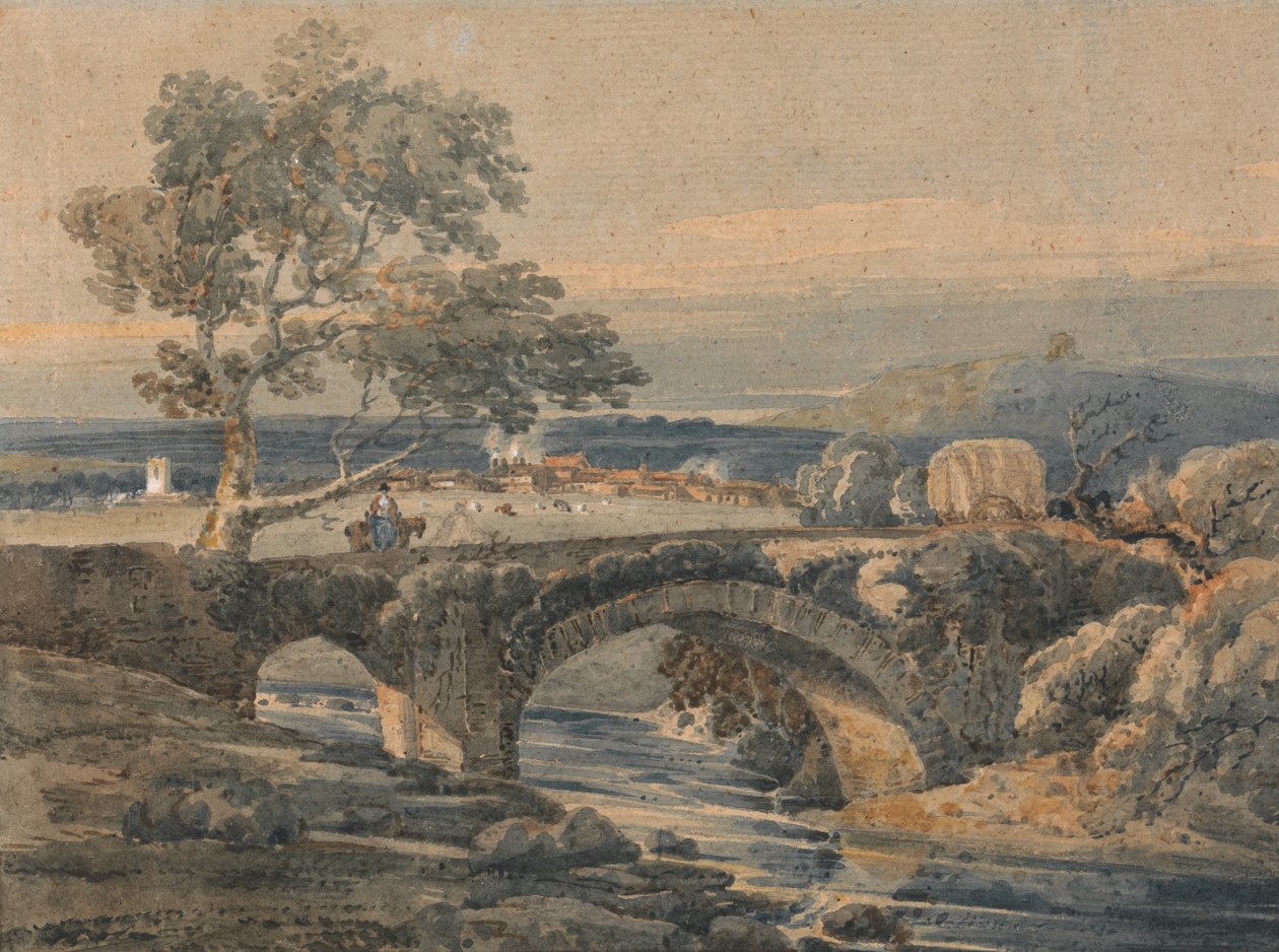 Den gamle broen i Devon av Thomas Girtin