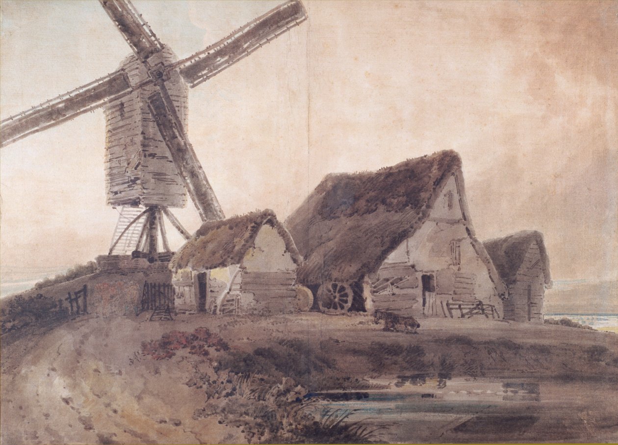 The Old Mill i Stanstead, Essex av Thomas Girtin