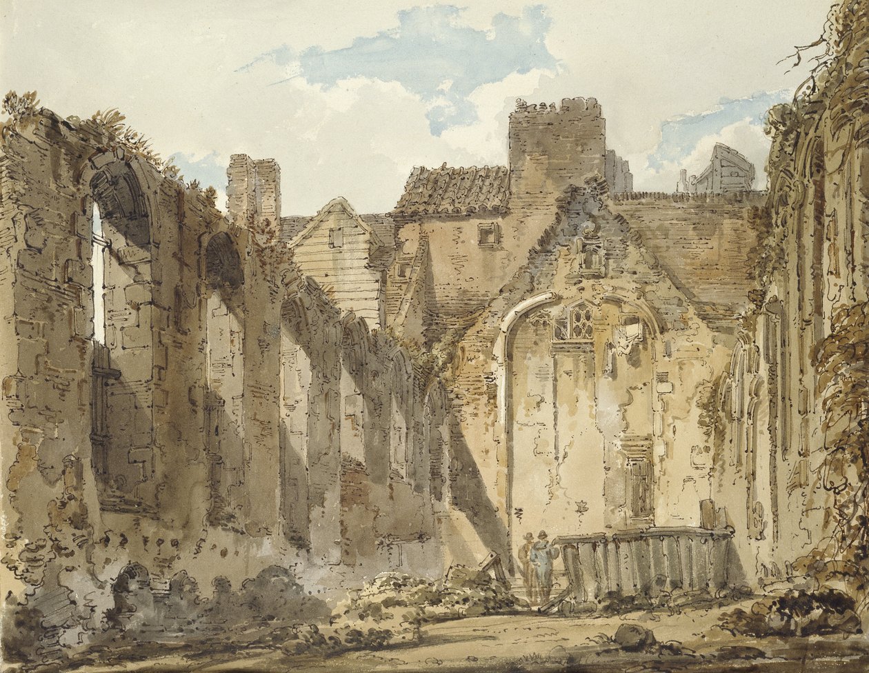 The Ruins of the Chapel in the Savoy Palace, London, ca. 1795-96 (akvarell med litt brunt blekk, over indikasjoner i grafitt) av Thomas Girtin