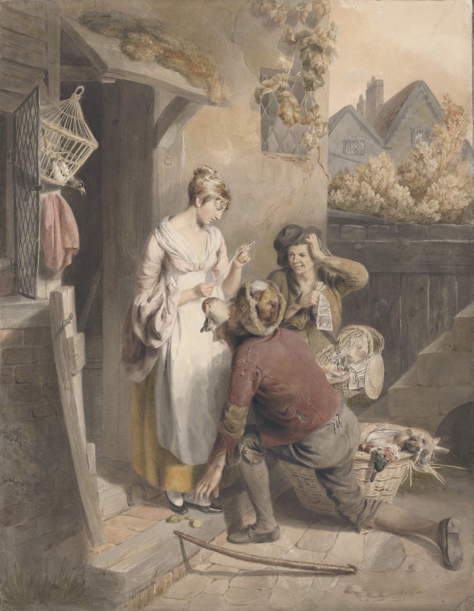 Uoppmerksomhet, 1808 (wc, penn og blekk, svamp og blyant på papir) av Thomas Heaphy