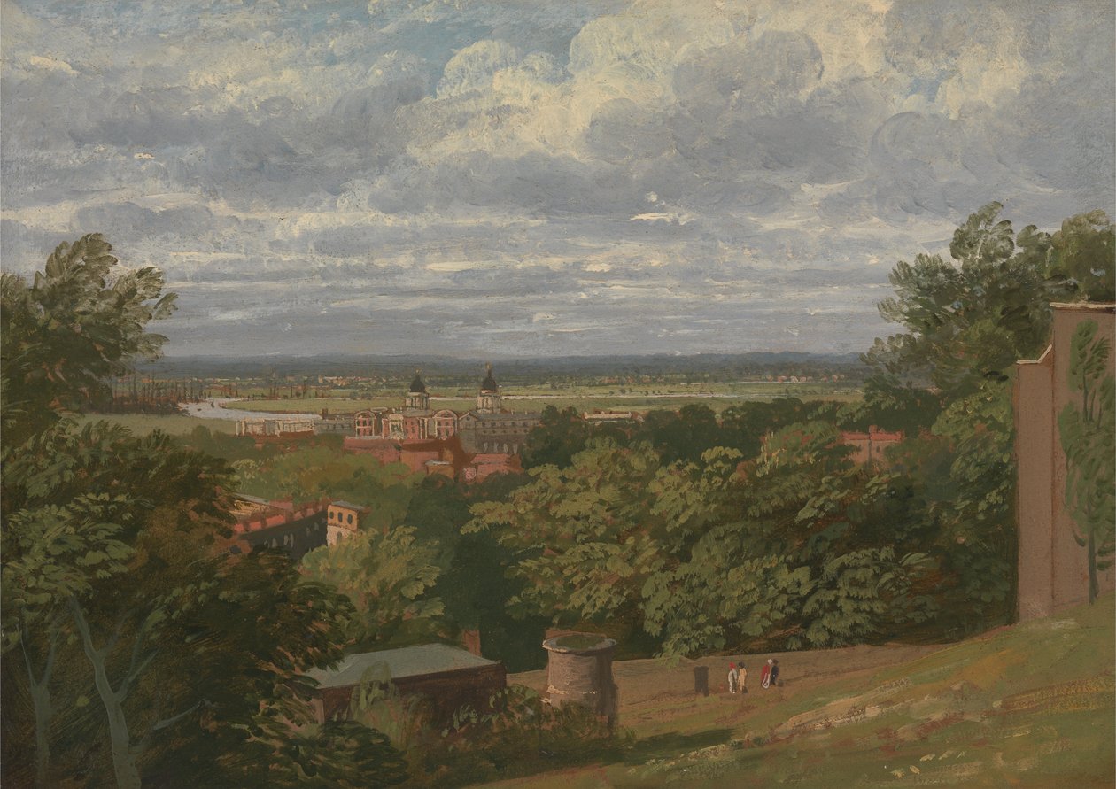 Greenwich Hospital fra Observatory med et fjernt utsyn over London av Thomas Christopher Hofland