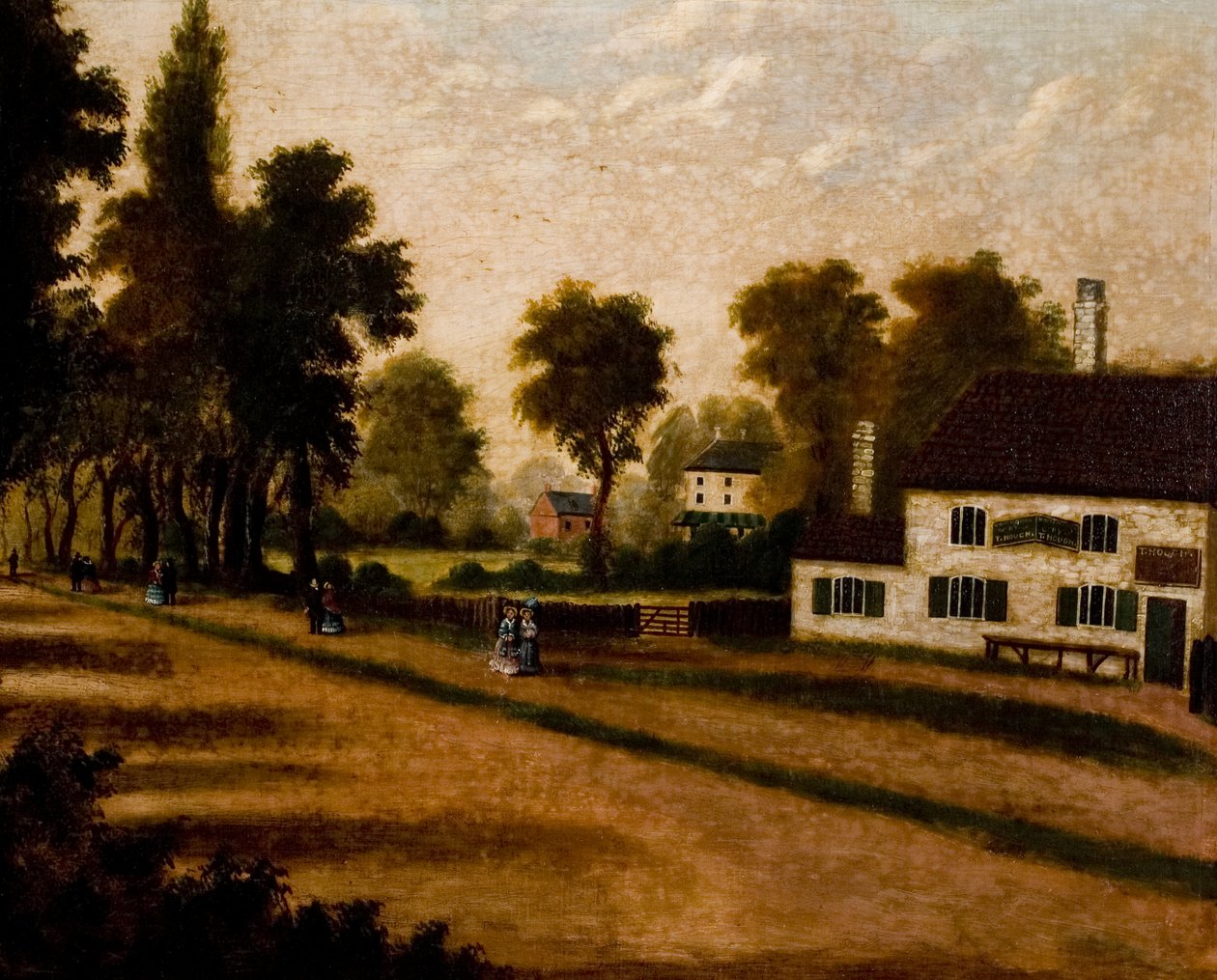 White House Inn, mellom Davenport Road og Boys" Preparatory School, Coventry, ca. 1855 av Thomas Hough