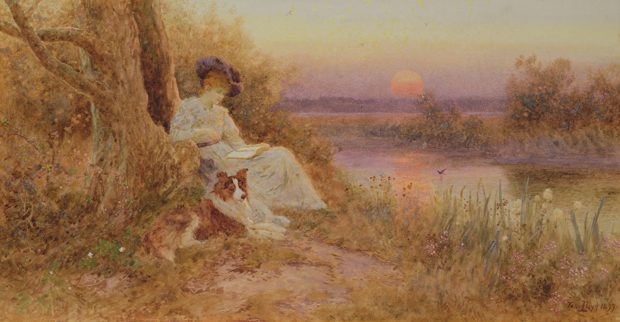 En bok ved solnedgang av Thomas James Lloyd