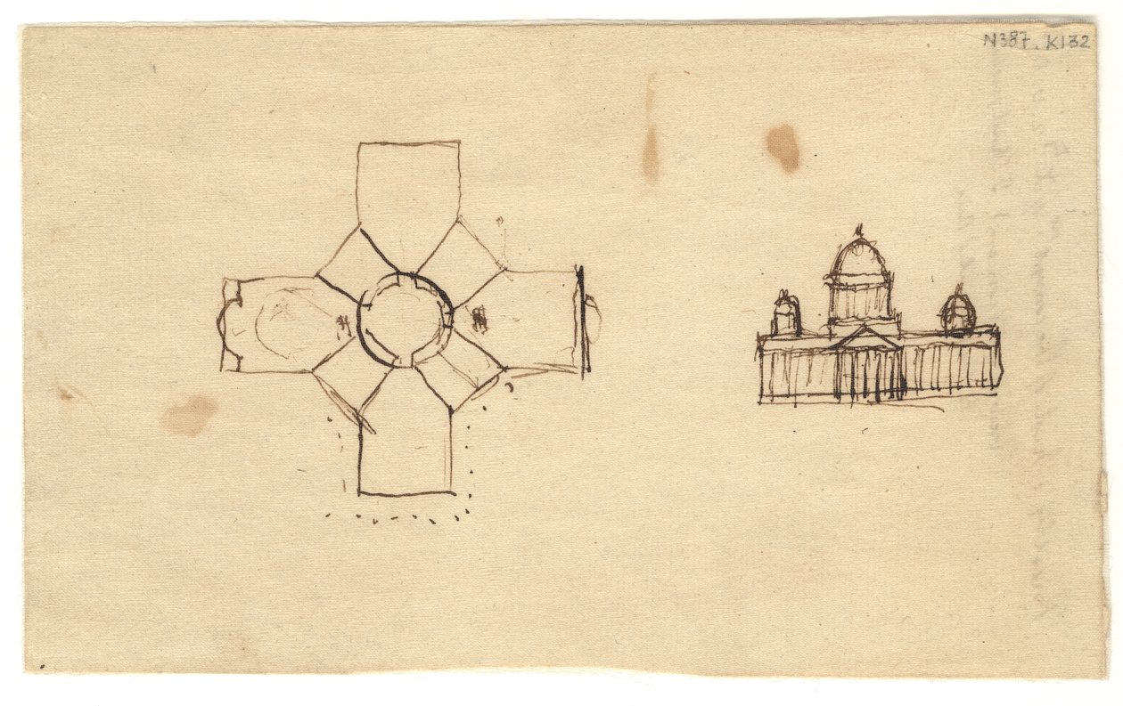 Washington: Capitol, studieplan og høyde, 1792 (blekk på papir) av Thomas Jefferson