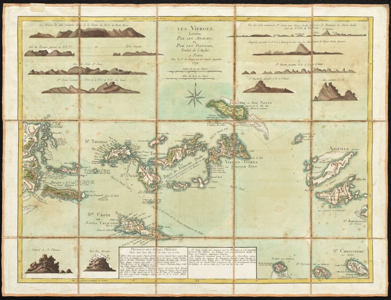 De britiske jomfruøyene, gravert av Georges-Louis Le Rouge, 1779 av Thomas Jefferys