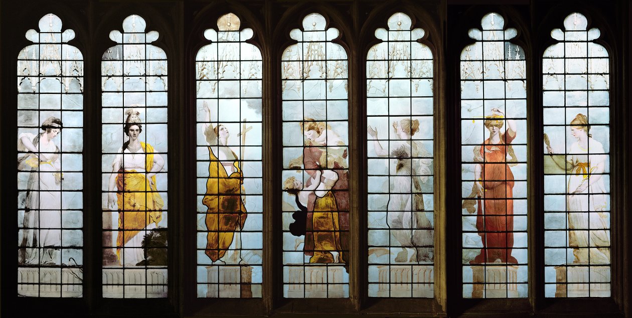 De syv kardinaldyder (farget glass) av Thomas Jervais