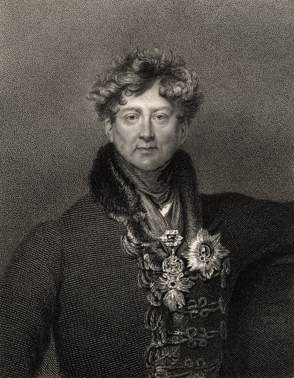 Kong George IV, gravert av Edward Scriven (1775-1841), fra platen av William Finden (1787-1852), fra 