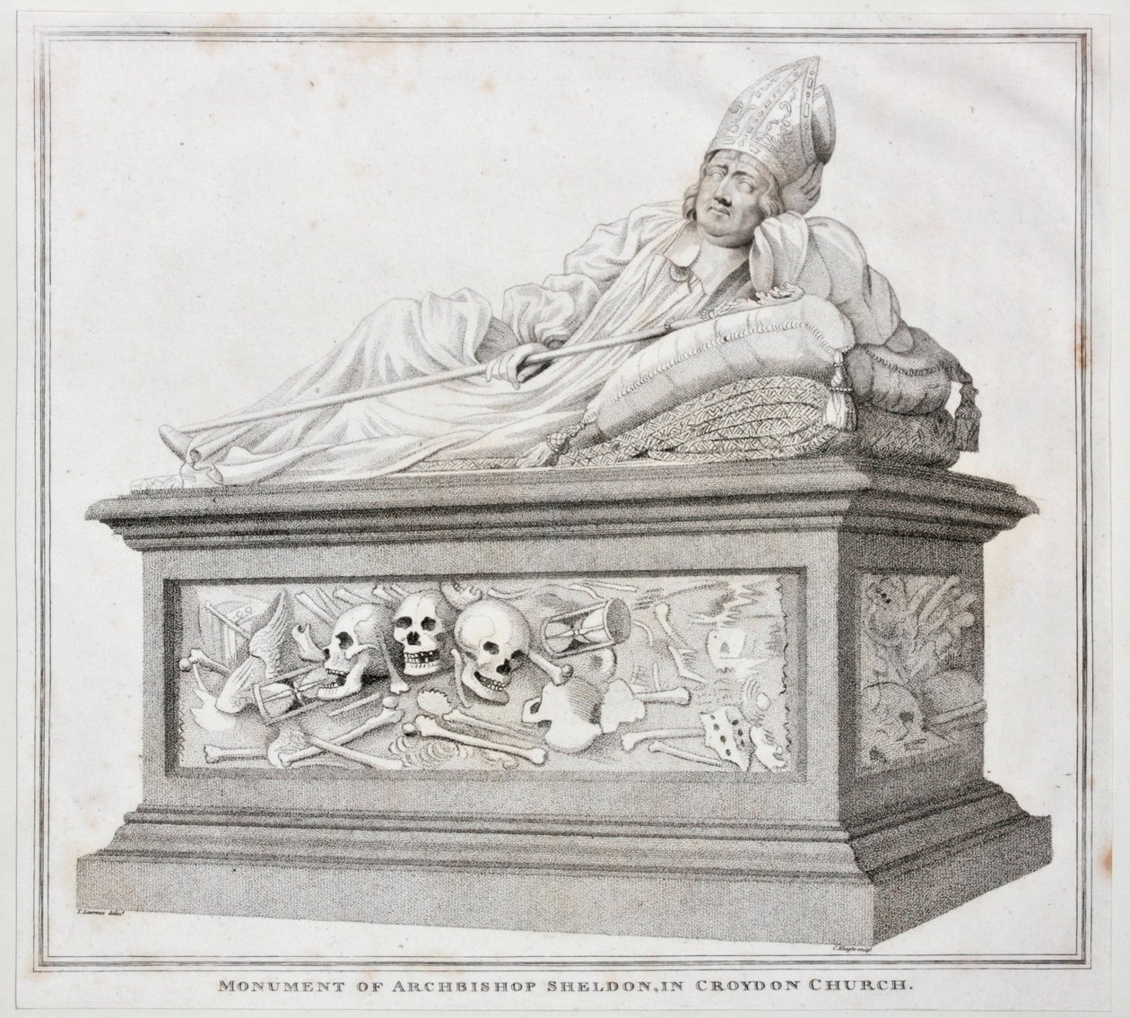 Monument til erkebiskop Sheldon i Croydon Church, 1794 (trykk) av Thomas Lawrence