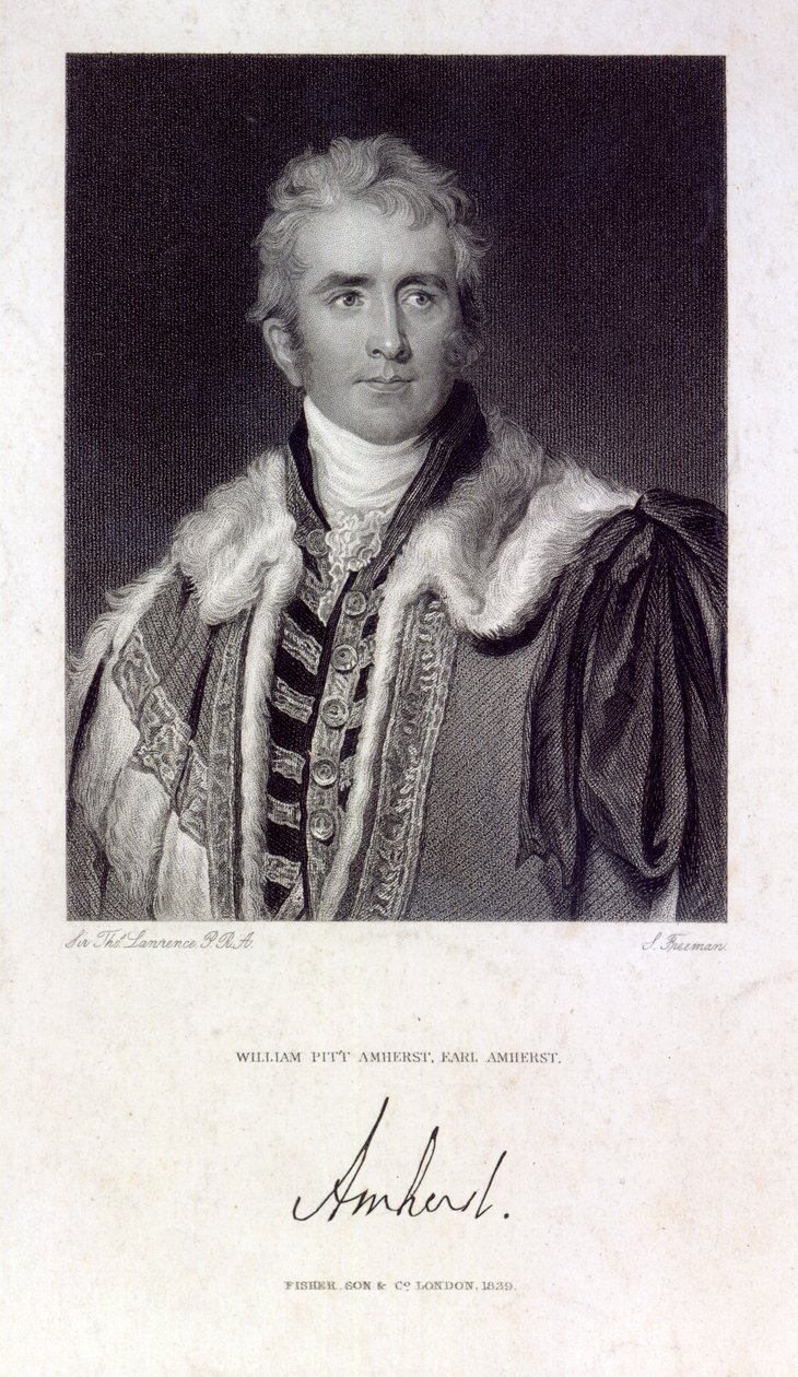 William Pitt Amherst, jarl Amherst av Arracan (1773-1857), gravert av Samuel Freeman (1773-1857), 1829 av Thomas Lawrence