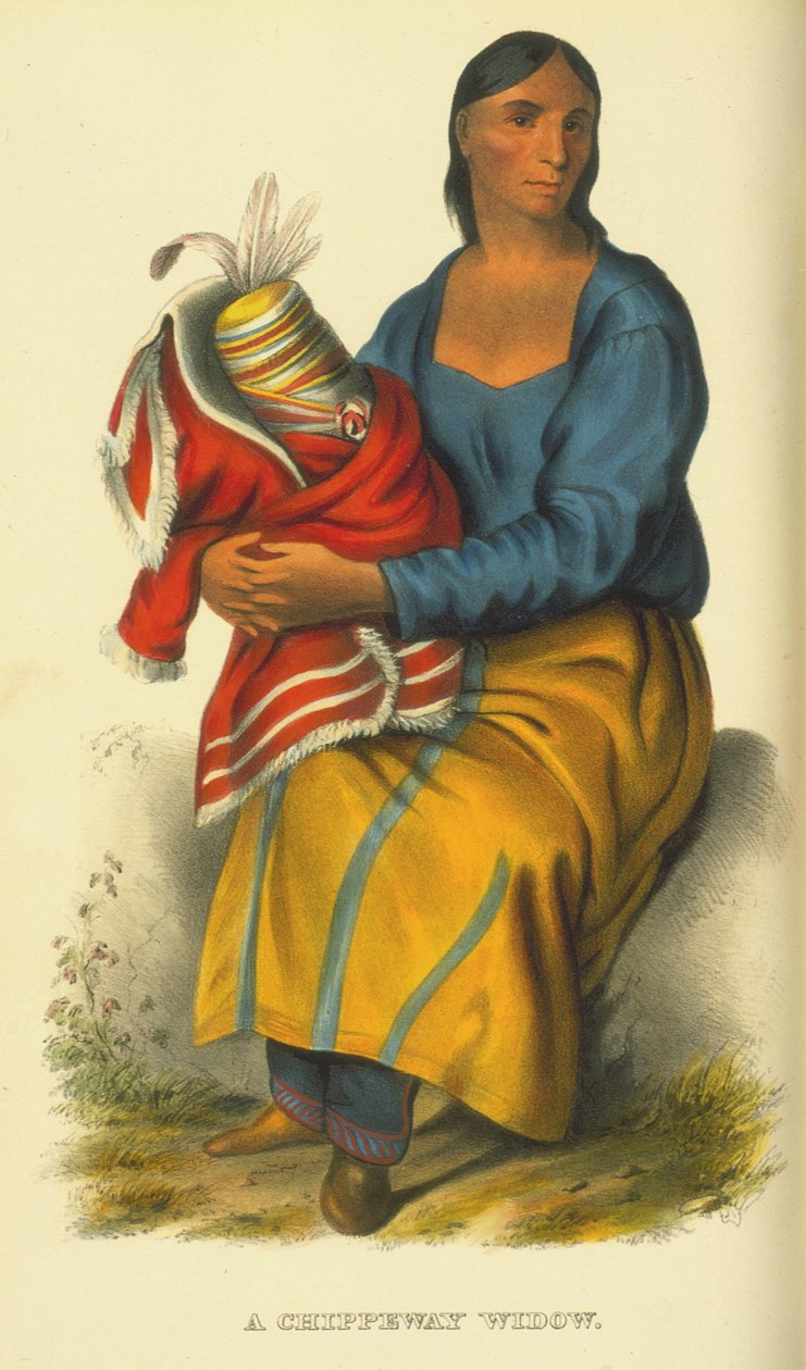 En enke fra Chippeway, 1854 (håndfarget litho) av Thomas Loraine McKenney