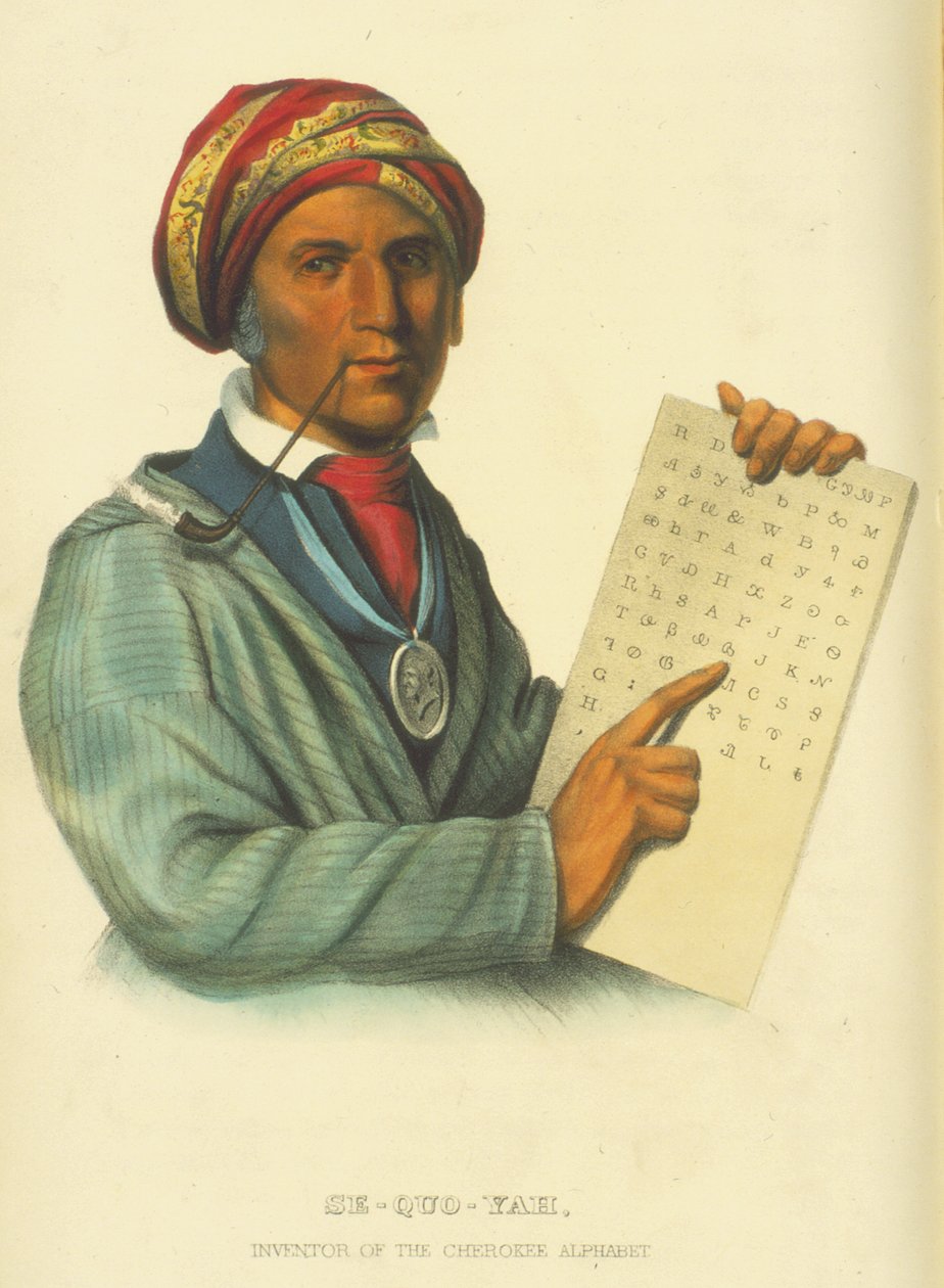 Se-Quo-Yah, 1848 (håndfarget lito) av Thomas Loraine McKenney