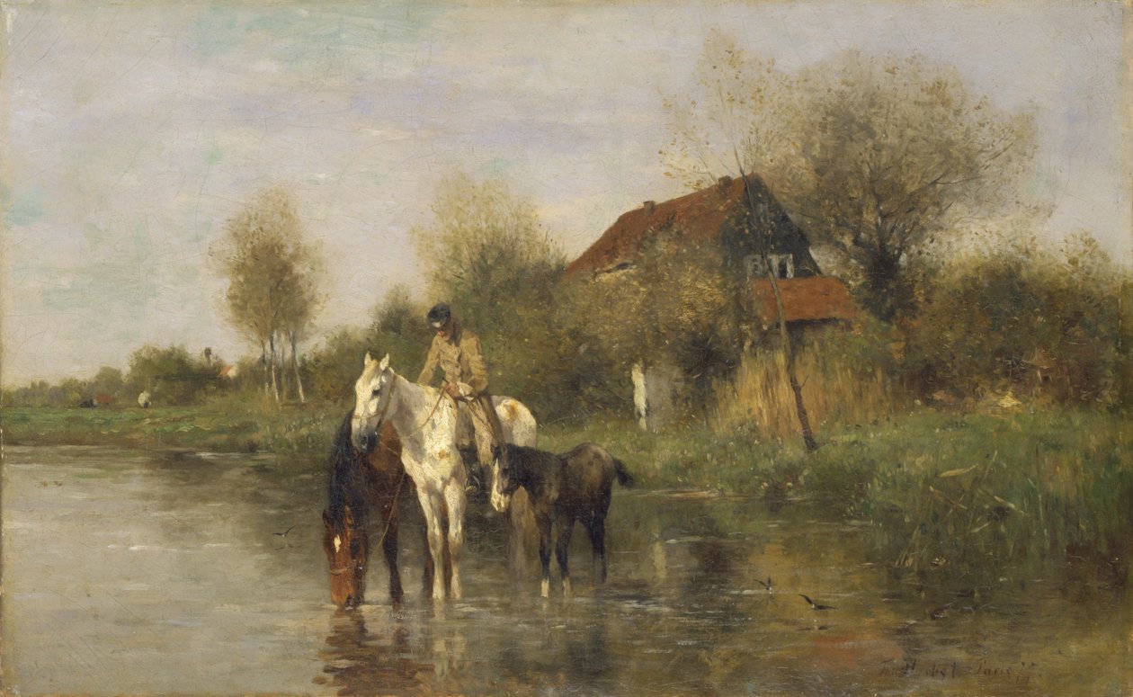 Hester ved vannet, 1877 av Thomas Ludwig Herbst