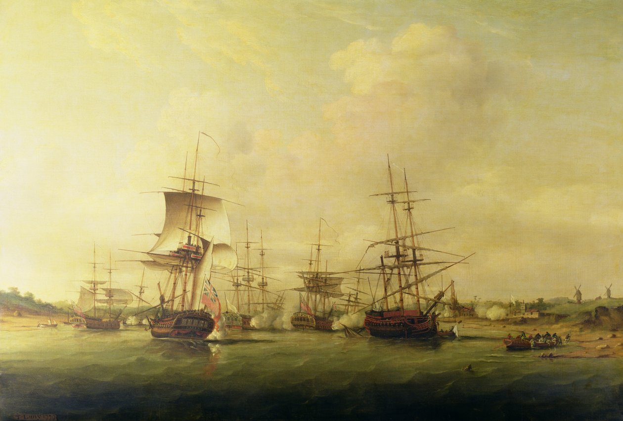 Aksjon utenfor Frankrikes kyst, 13. mai 1779 av Thomas Luny