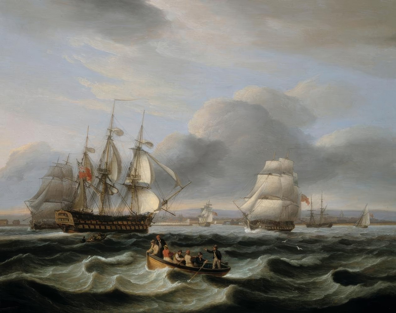 British Men of War og annen frakt utenfor Portsmouth havn av Thomas Luny