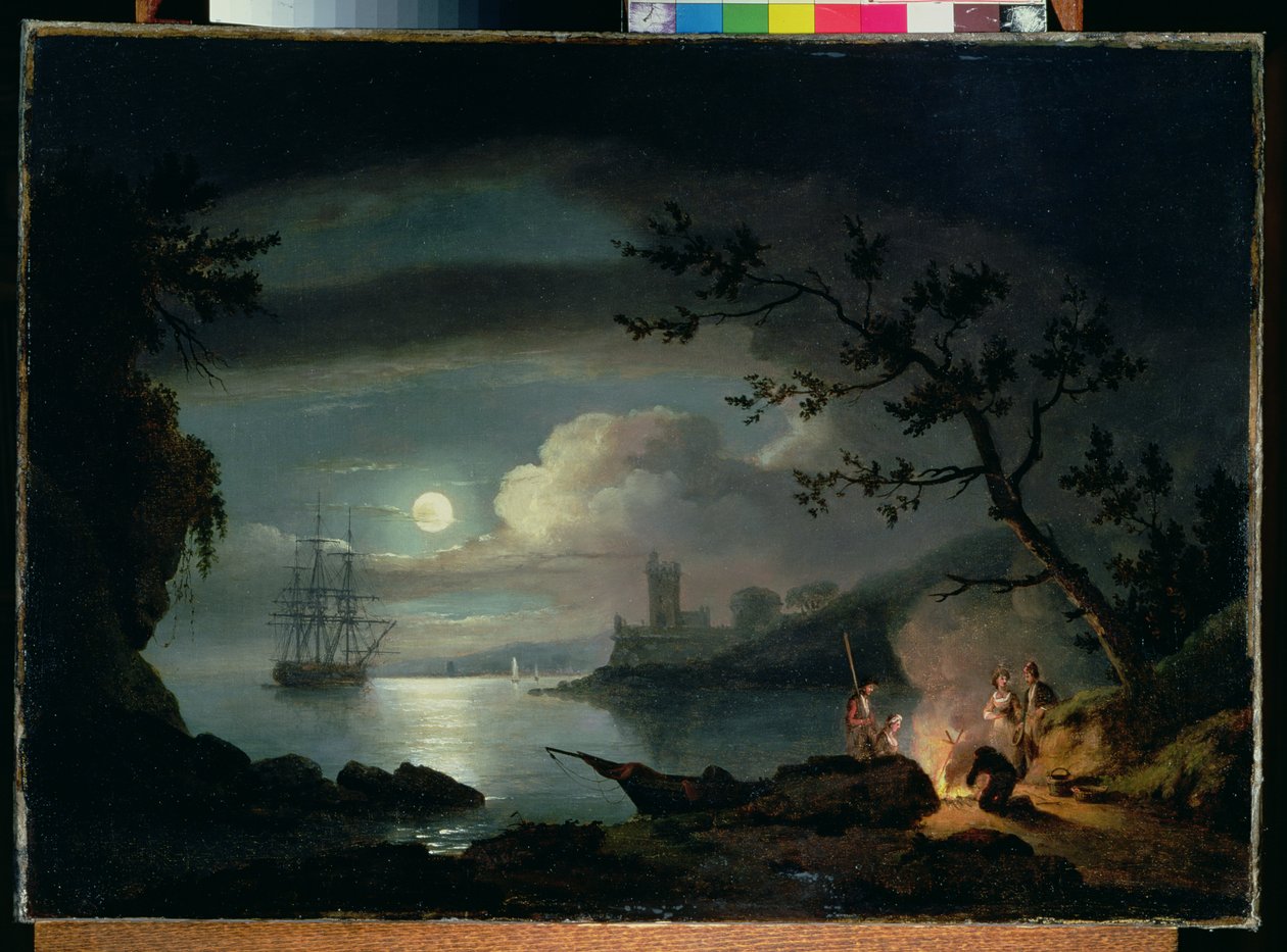 Teignmouth ved måneskinn av Thomas Luny