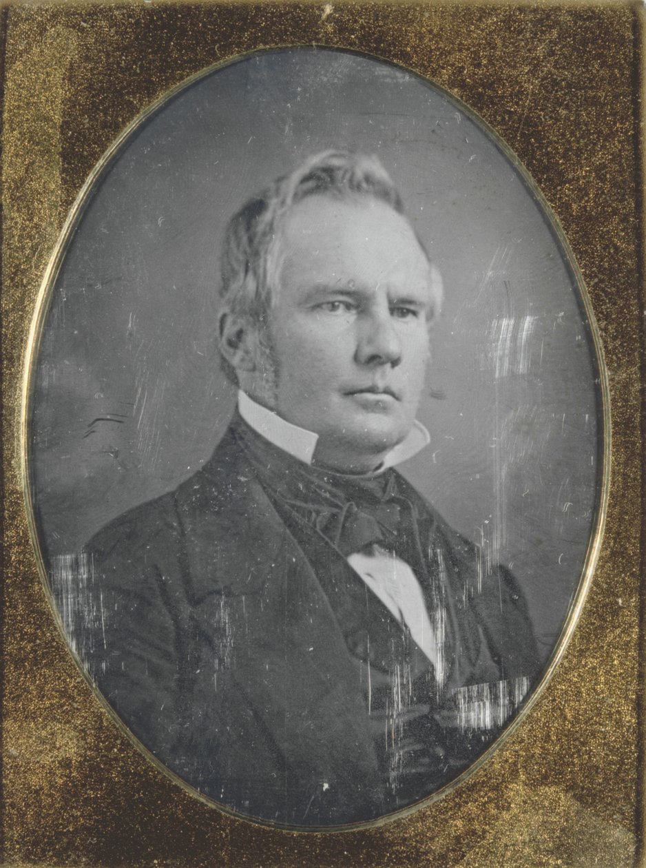 Portrett av Stirling Price, guvernør i Missouri. Daguerreotype er i sin originale eske av Thomas M. Easterly