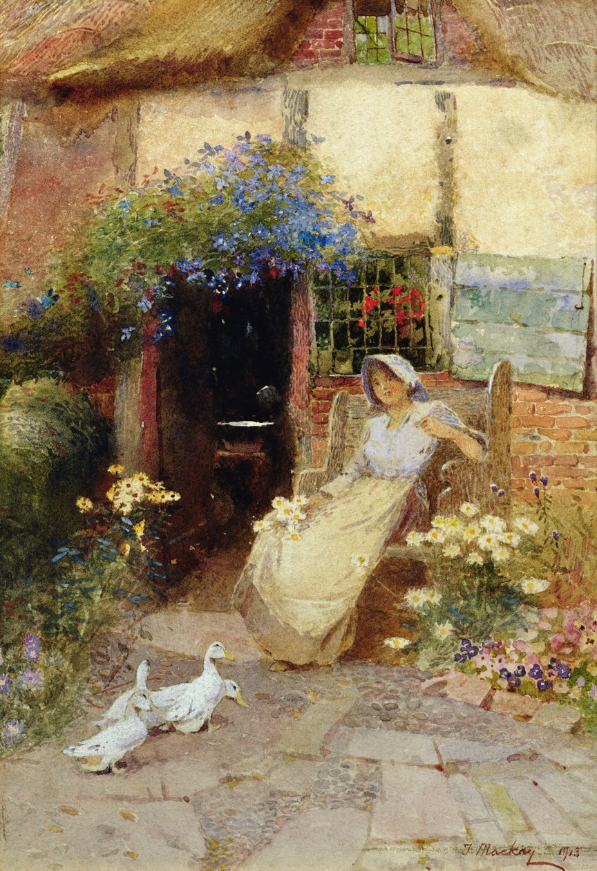 Ved hyttedøren, 1913 av Thomas Mackay
