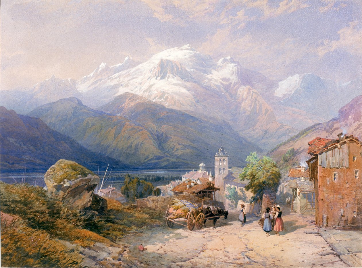Bourg St Maurice, Savoy (kroppsfarge og akvarell på papir) av Thomas Miles II Richardson